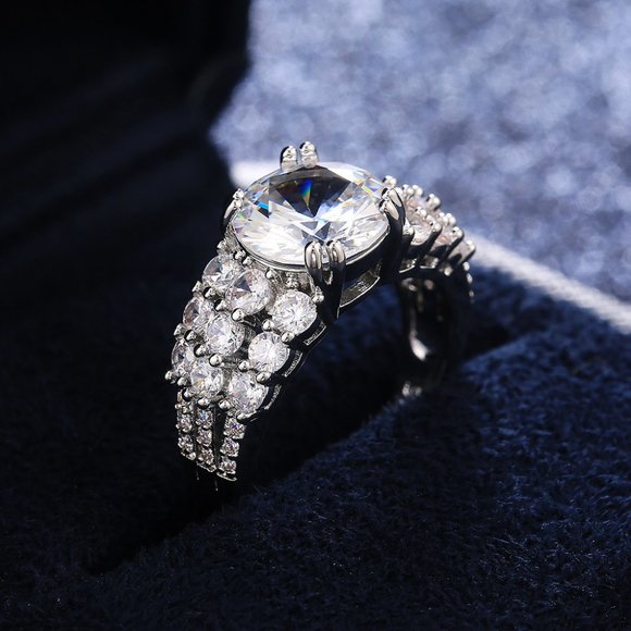 NEW 4CT Round Solitaire Diamond 925 Silver Ring - Picture 3 of 5